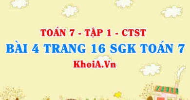 Bài 4 trang 16 SGK Toán 7 tập 1 Chân trời sáng tạo